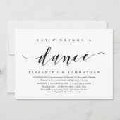 Invitation Manger, boire et danser, Mariage Elopement Party I (Devant)