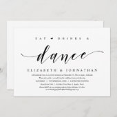 Invitation Manger, boire et danser, Mariage Elopement Party I (Devant / Derrière)