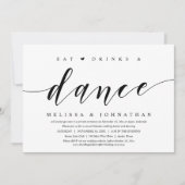 Invitation Manger, Boire et Danser, Mariage Intime (Devant)