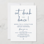 Invitation Manger, Boire et Danser, Réception de Mariage Mode (Devant)