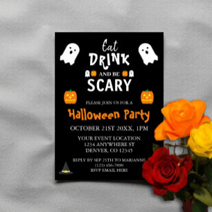 Invitation Manger, boire et être effrayant Halloween