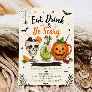 Invitation Manger, boire et être effrayant Soirée Halloween