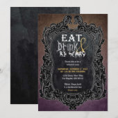 Invitation Manger Boire et être effrayant Soirée Halloween Vi (Devant / Derrière)