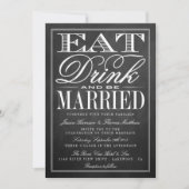 Invitation Manger, boire et être marié Chalkboard Mariage (Devant)