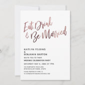 Invitation Manger, boire et être marié Réception de mariage R (Devant)