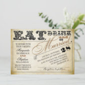 Invitation manger boire et être marié typographie mariage inv (Debout devant)