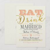 Invitation MANGER BOIRE ET ÊTRE MARIÉ Wedding shower Invitati (Devant / Derrière)