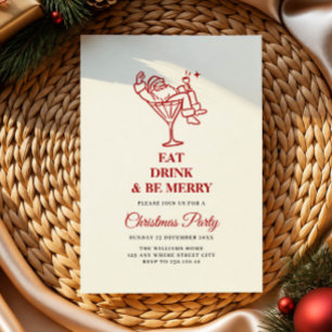 Invitation Manger Boire et être Merry Noël classique