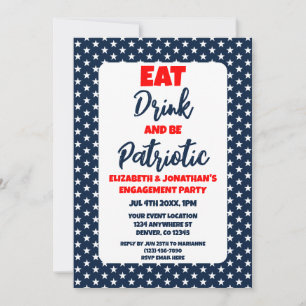 Invitation Manger, boire et être patriote Fête de fiançailles