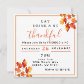 Invitation manger boire et être reconnaissant Friendsgiving (Devant)