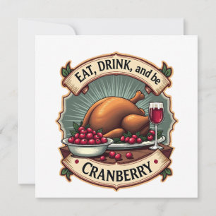Invitation Manger, boire et être une dinde de Thanksgiving au