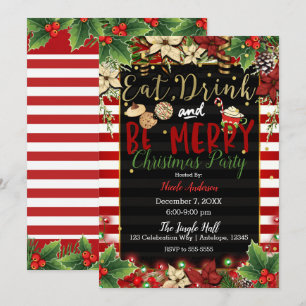 Invitation Manger, boire et faire la fête à la soirée de Noël