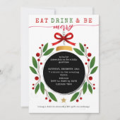 Invitation Manger, boire et joyeux Noël Potluck (Devant)