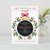 Invitation Manger, boire et joyeux Noël Potluck (Debout devant)