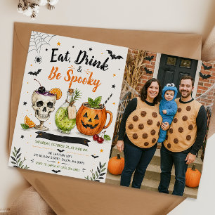Invitation Manger Boire et Photo de fête d'Halloween effrayan