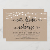 Invitation Manger, boire et répéter, dîner de répétition rust (Devant / Derrière)