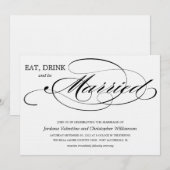 INVITATION MANGER, BOIRE & ÊTRE MARIÉ (Devant / Derrière)