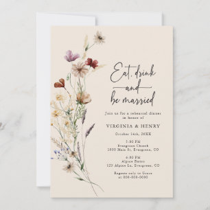 Invitation Manger Boire Être Marié Dîner de Répétition