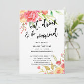 Invitation Manger, Boire & Être Marié, Fleurs Mariage Récepti (Debout devant)