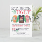 Invitation Manger Boire Être moche Sweat Fête de Noël (Debout devant)
