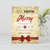 Invitation Manger, Boire Gold Winter Wonderland Vacances Noël (Debout devant)