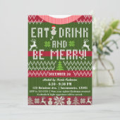 Invitation Manger Boire Joyeux Noël Fête Tricot Pull (Debout devant)