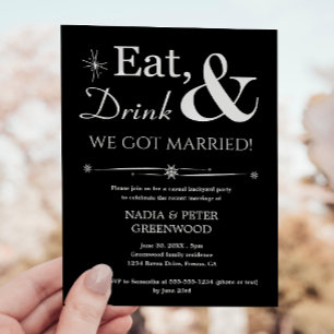 Invitation Manger Boire Nous sommes mariés Fuite Mariage Fête