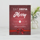 Invitation Manger, Boire Red Winter Wonderland Holiday Bow (Debout devant)