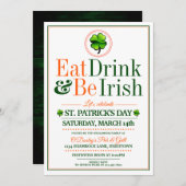 Invitation Manger/Boire/Soyez Irlandais St.Pat's Party Invita (Devant / Derrière)