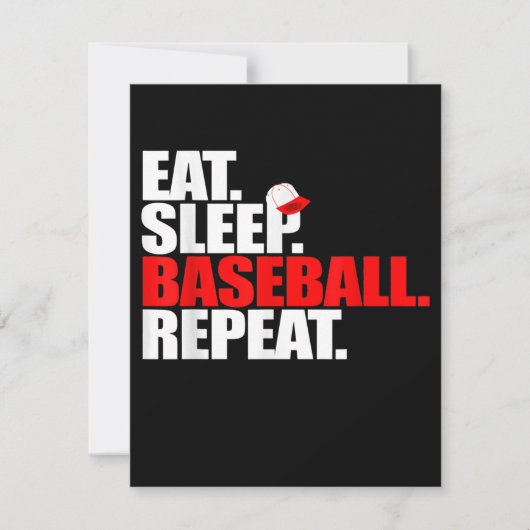 Invitation Manger Dormir Baseball Répéter Receveur Lanceur Ba (Devant)