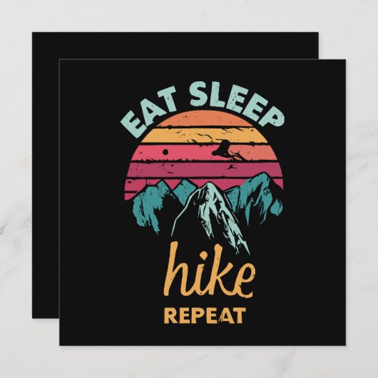 Invitation Manger, Dormir, Randonnée, Répéter (Devant / Derrière)