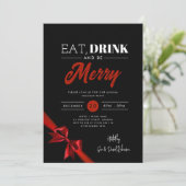 Invitation Manger moderne, Boire Soyez Joyeux Noël Rouge Ruba (Debout devant)