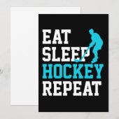 Invitation Manger Sommeil Hockey Répéter (Devant / Derrière)