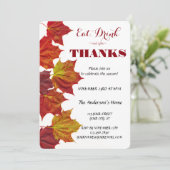 Invitation Mangez Boire & Donnez Merci Feuilles d'Automne Cél (Debout devant)