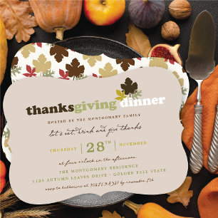 Invitation Mangez Boire & Donnez Merci Feuilles Thanksgiving 