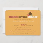 Invitation Mangez Boire & Donnez Merci Feuilles Thanksgiving (Devant)
