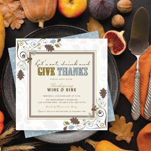 Invitation Mangez Boire & Donnez Merci Rustique Thanksgiving 