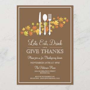 Invitation Mangez Boire & Donnez Merci Thanksgiving Dinner Pa