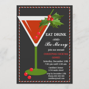 Invitation Mangez Boire et être Joyeux Noël Cocktail Party