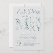 Invitation Mangez Boire et être Joyeux Ornat Typographie Noël (Devant)