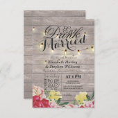 Invitation Mangez boire et être marié Chaîne Lumière Bois rus (Devant / Derrière)