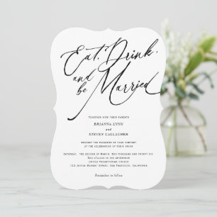 Invitation Mangez boire et être marié Modern Script mariage