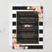 Invitation Mangez boire et être marié or noir blanc rayé (Dos)