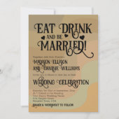 Invitation Mangez Boire et être marié Tan QR Code et Mariage  (Devant)