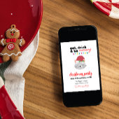 Invitation Mangez Boire et être Meowen Cartoon Père Noël Chat