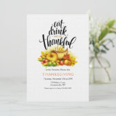 Invitation Mangez Boire et être Thanksgiving (Debout devant)