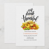 Invitation Mangez Boire et être Thanksgiving (Devant / Derrière)