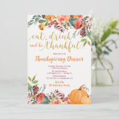 Invitation Mangez Boire et être Thanksgiving Dîner (Debout devant)