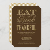 Invitation Mangez Boire et être Thanksgiving Dîner (Devant / Derrière)