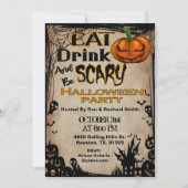 Invitation Mangez Boire Et Soyez Effrayant Adulte Halloween I (Devant)